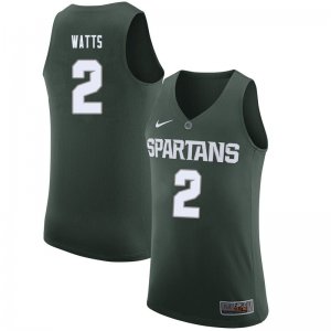 Men Mark Watts Michigan State Spartans #2 Nike NCAA Green Authentic College Stitched Basketball Jersey TC50V42AM